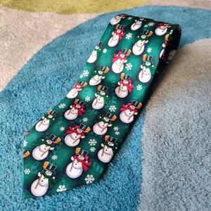 Hallmark Green Snowman Holiday Tie